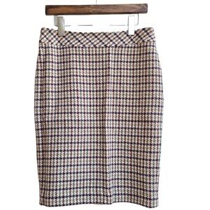 Talbots Wool Blend Colorful Houndstooth Skirt, Size 6